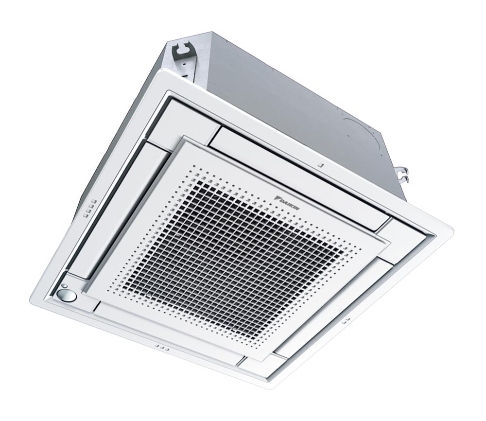 DAIKIN Sky Air R32 Euroraster Zwischendeckengerät FFA35A mit Blende weiß weiße Lamellen